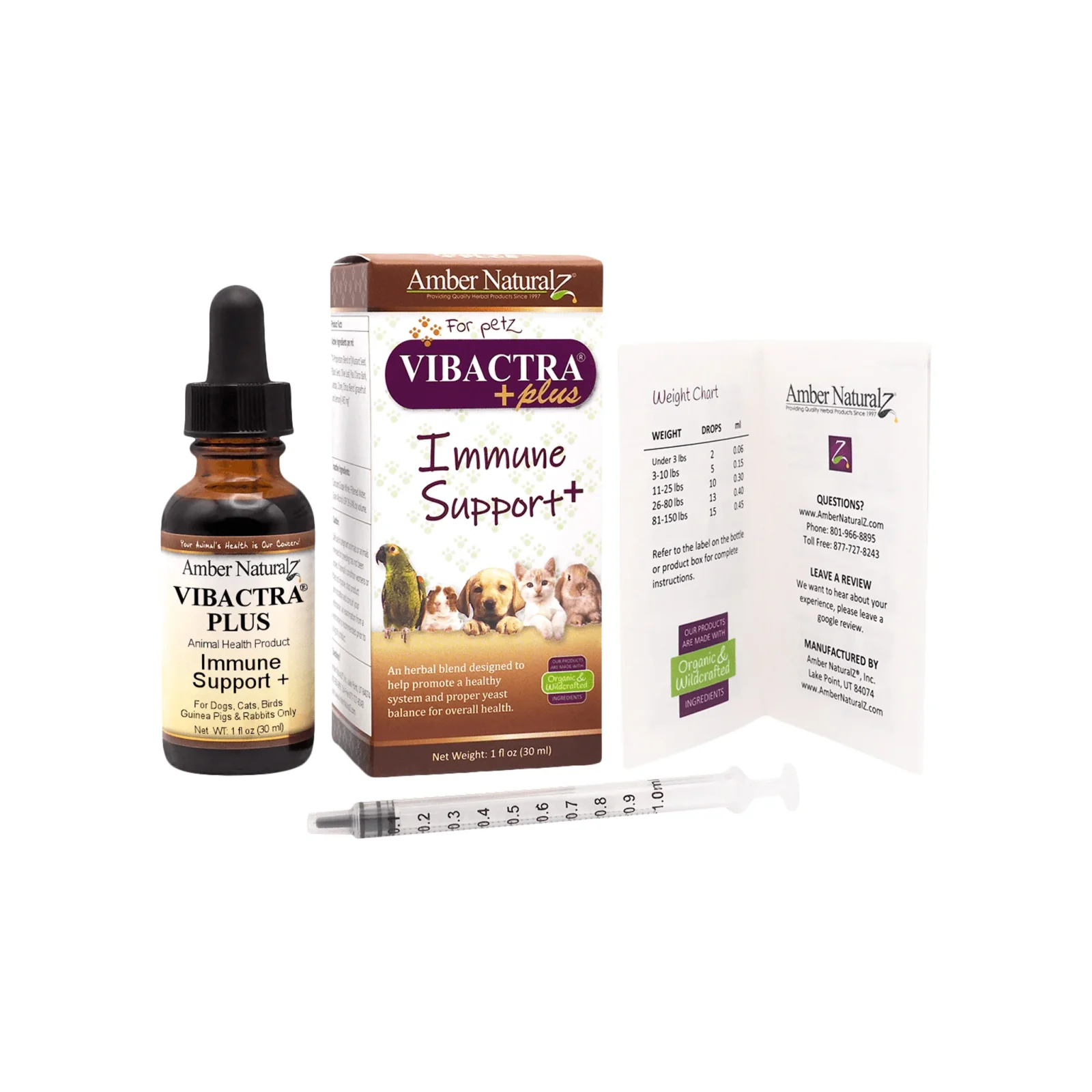 Amber Naturalz Vibactra Plus Immune Support Herbal Liquid Supplement for Dogs & Cats - Image 2