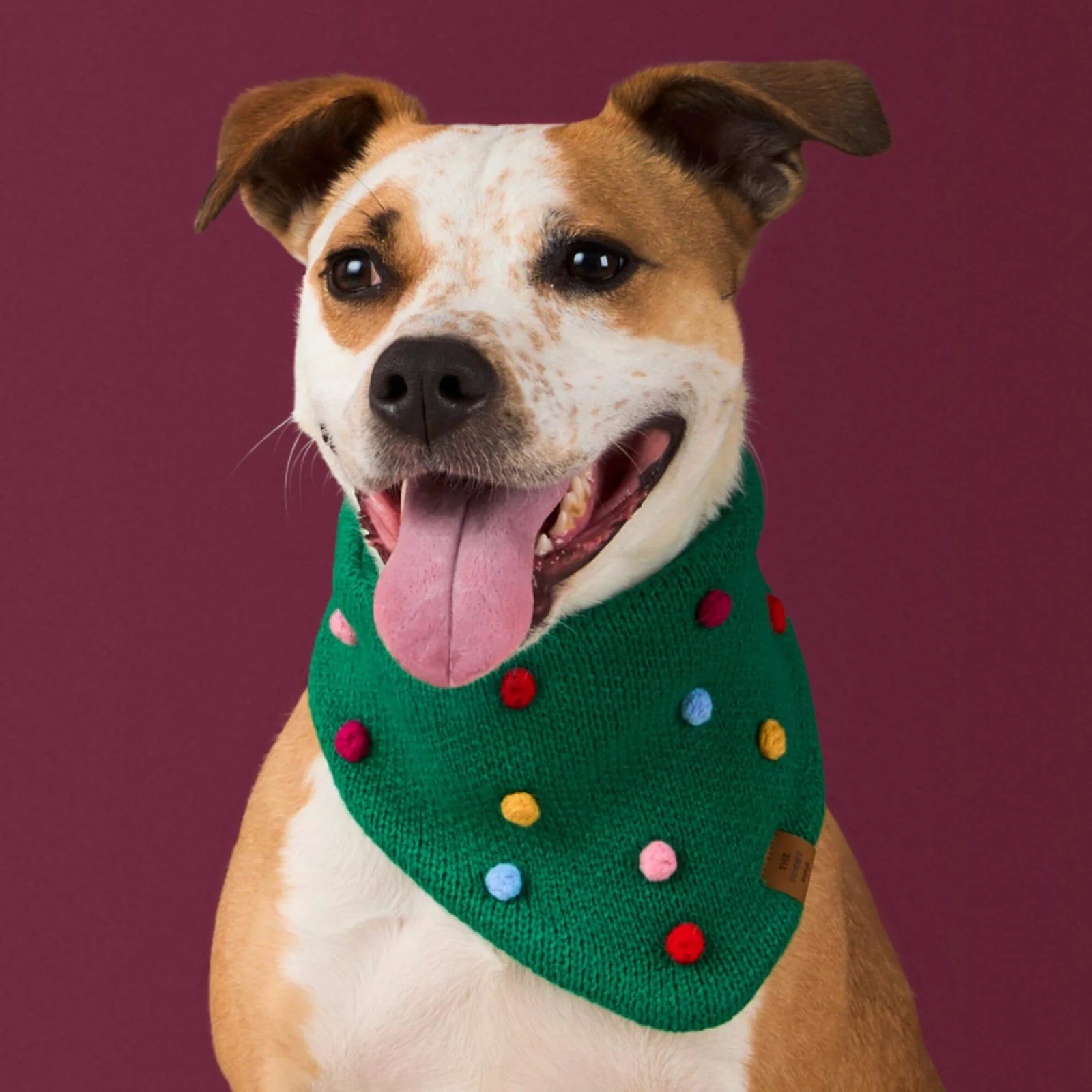 Holiday Bobble Knit Dog Bandana - Image 2