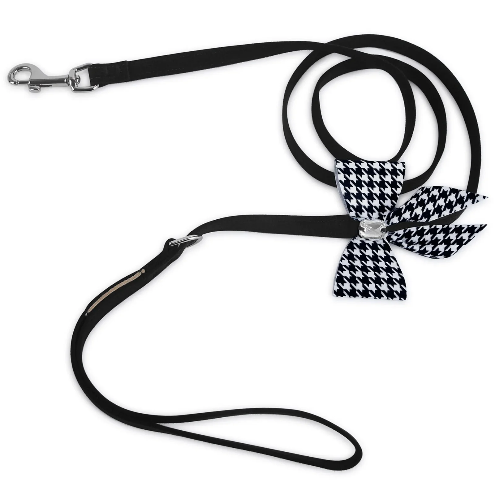 Susan Lanci Black & White Houndstooth Double Tail Bow Tinkie Harness - Image 2