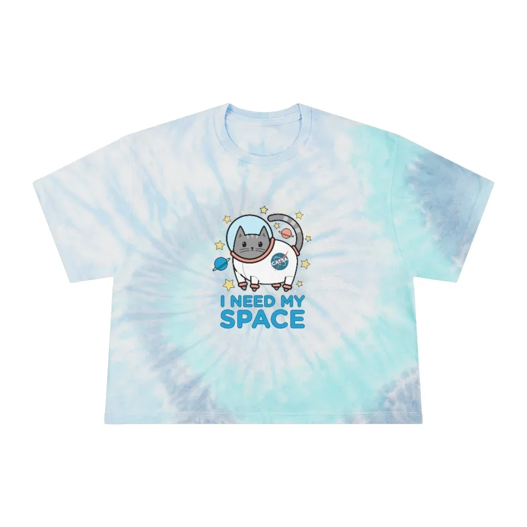 I Need My Space Tie-Dye Cat Crop Top - Image 2