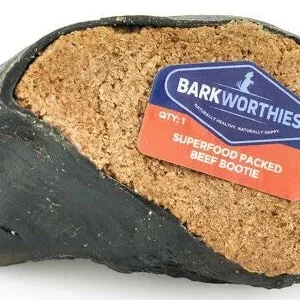 Barkworthies Superfood Packed Beef Booties with S.Potato Pumpkin & Carrot Blend Beef Stuffed Cow Hooves - Case of 20