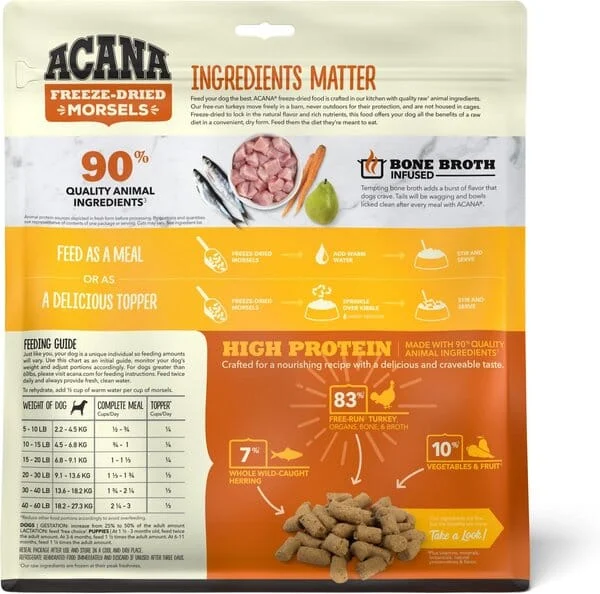 Acana 'Kentucky Dogstar Chicken' Morsels Free Freeze-Dried Dog Treats - Run Turkey Recipe - Image 2