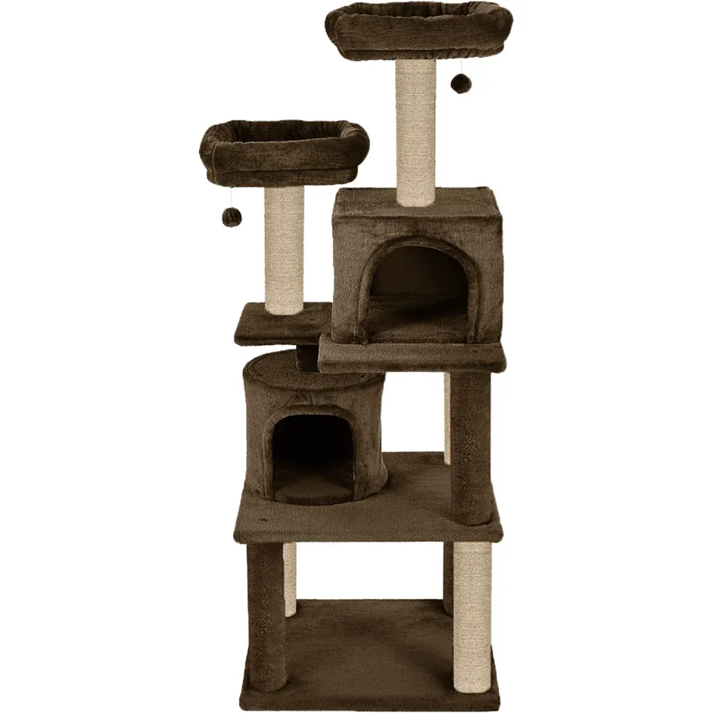 Furrlovers Multilevel Cat Tree with Condo, Perches & Jute Rope Scratching Posts (Brown)