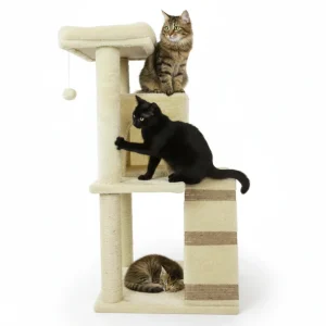 Skatrs Fur Fabric Ladder Jute Rope Scratching Post Cat tree for Cats and Kittens (Beige) (Limited Stocks)