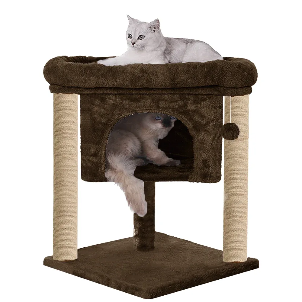 Furrlovers Cat & Kitten Scratching Post Activity Tree with Plush Fur, Jute Rope & Detachable Bed