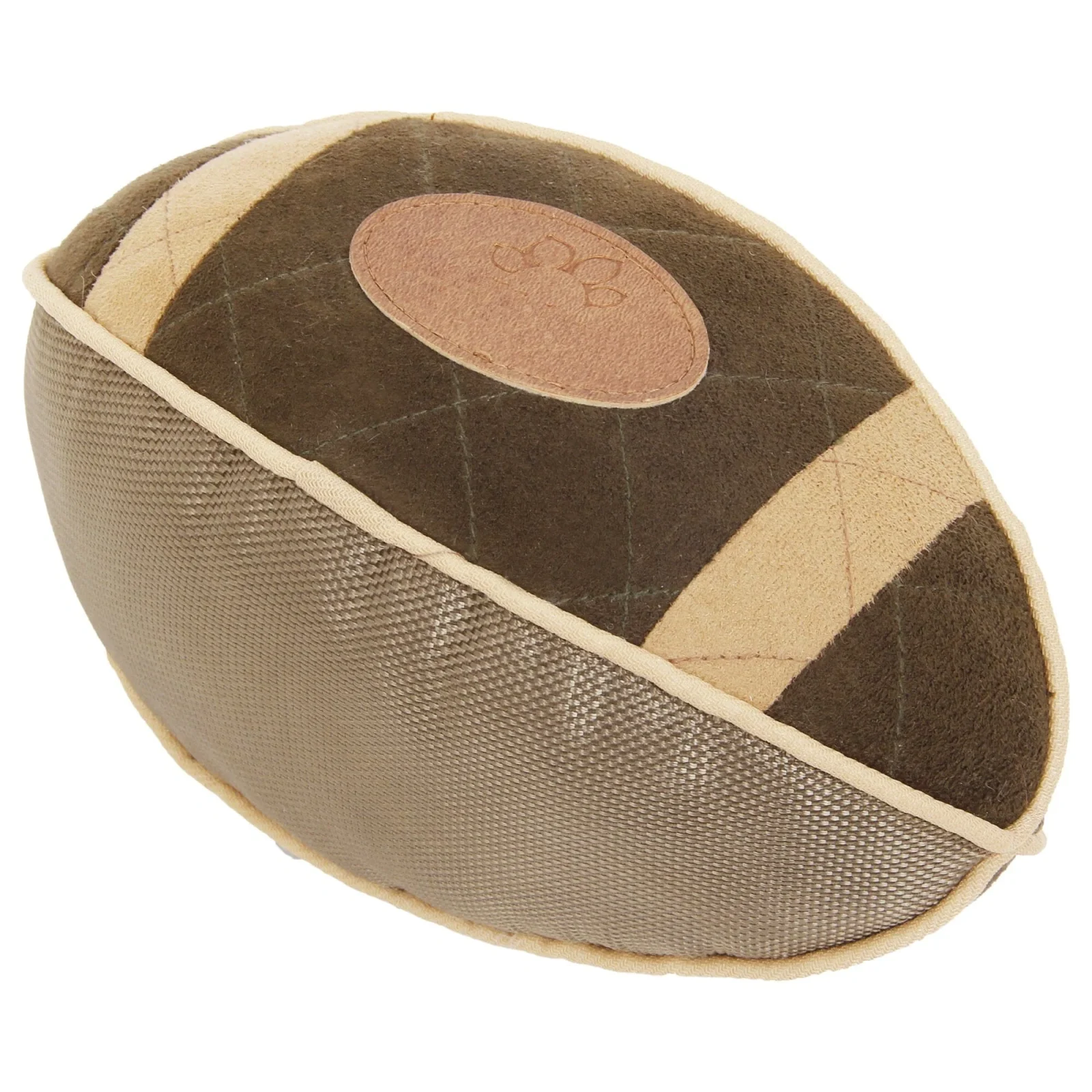 Pet Life ® 'Pugskin' Durable Oxford Nylon and Mesh Plush Squeaky Football Dog Toy