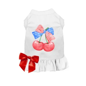 Patriotic Cherry Pop Dog Dress - White Edition by Bark Fifth Avenue