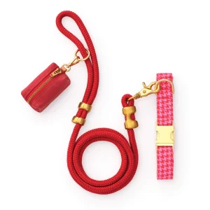 Pink and Red Houndstooth Collar Walk Set