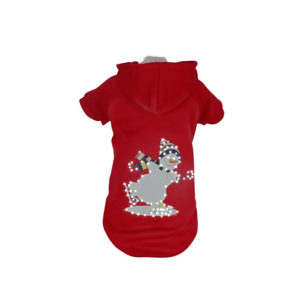 Pet Life ® LED Lighting Holiday Snowman Hooded dog Costume Sweater w/ Included Batteries