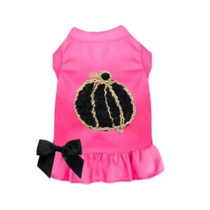Bark Fifth Avenue Chiffon Rose Pumpkin Dog Dress - Pink, White & Black, X-Small-XL