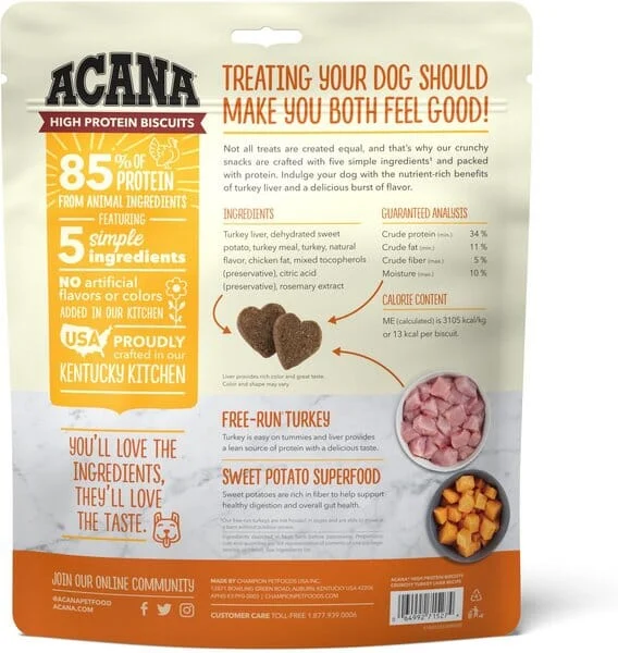 Acana 'Kentucky Dogstar Chicken' Turkey Liver Recipe Large Crunchy Dog Biscuits - 9 oz Bag - Image 2