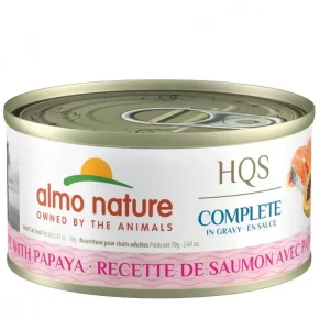 Almo Nature HQS Complete Salmon and Papaya in Gravy Canned Cat Food - 2.47 oz Cans - Case of 24