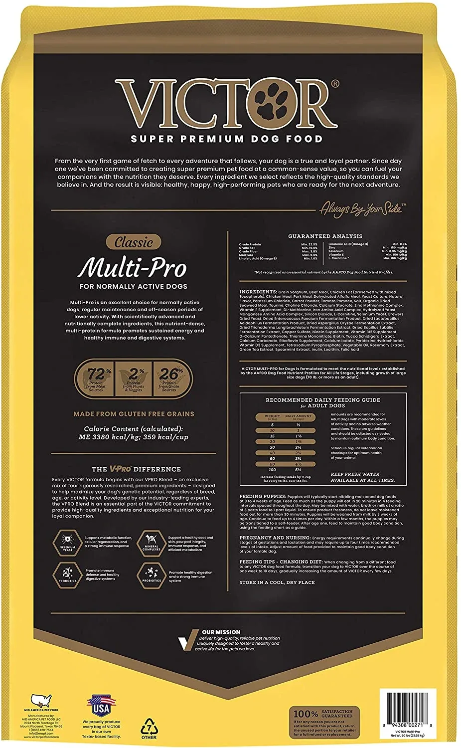 Victor Multi-Pro Formula Dry Dog Food - 50 lb Bag - Image 2