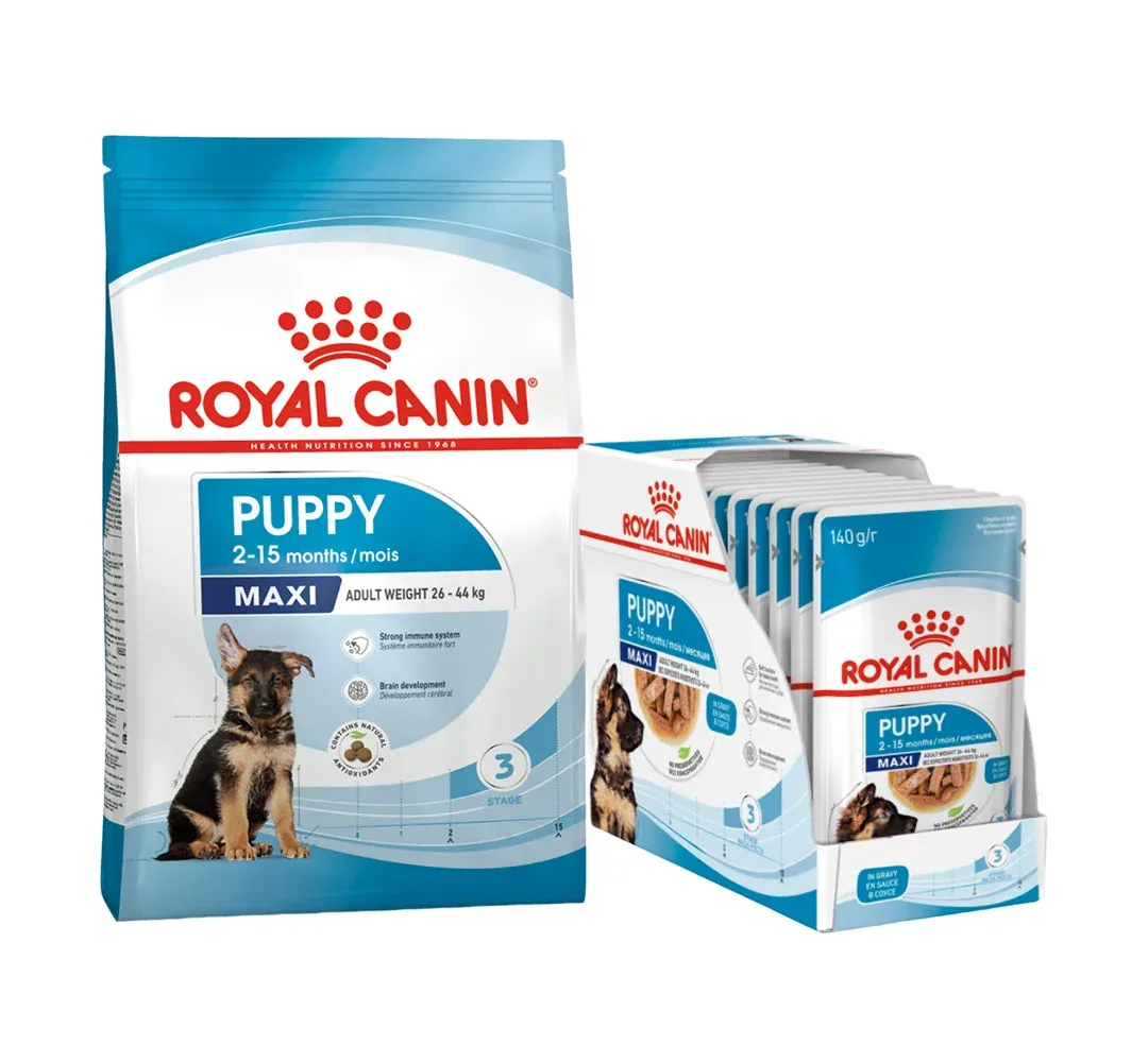 Royal Canin Maxi Puppy Dog Dry and Wet Food Combo