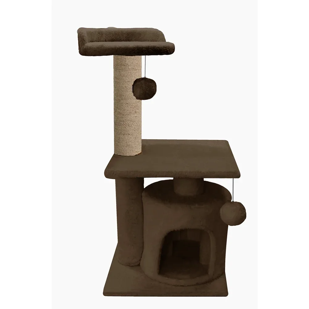 Furrlovers 2 Floor Soft Fur Scratching Post & Cat Tree with Natural Sisal Rope - Image 2