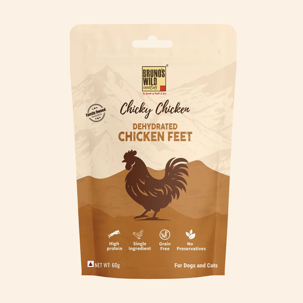 Bruno's Wild Essentials Chicky Chicken Feet Dehydrated Dog Treats