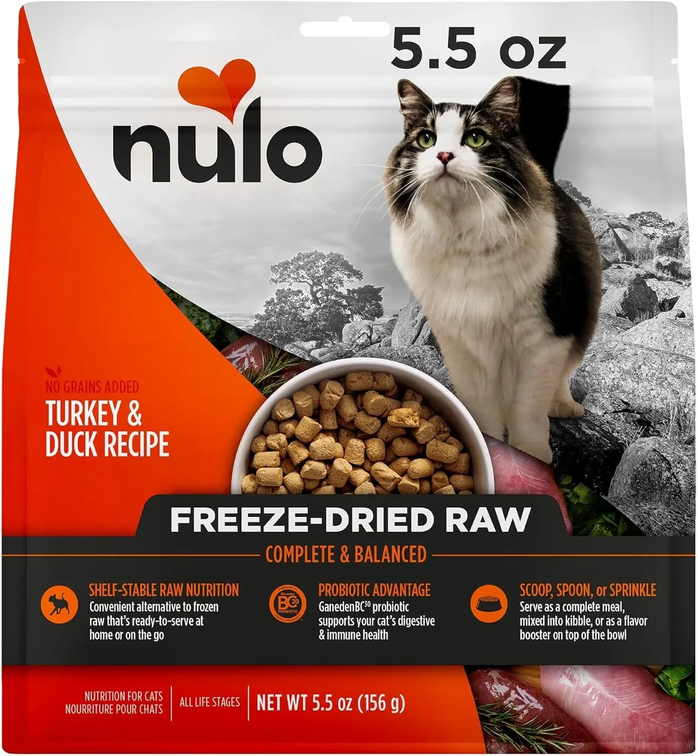 Nulo Freestyle Grain-Free Digestive and Immune Health Turkey and Duck Freeze-Dried Raw Cat Food