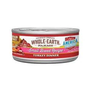 Whole Earth Farms Grain Free Small Breed Turkey Dinner Canned Dog Food - 3 oz Cans - Case of 24