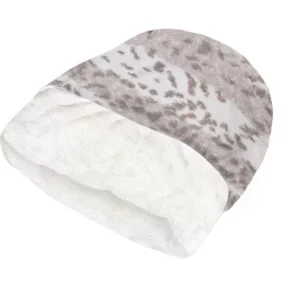 Susan Lanci Soft Platinum Snow Leopard with Ivory Spa Cuddle Cup