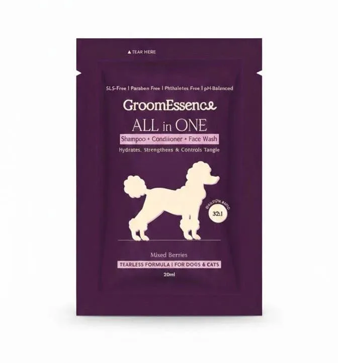 GroomEssence Mixed Berries All in One Shampoo+Conditioner+Face Wash for Dogs & Cats