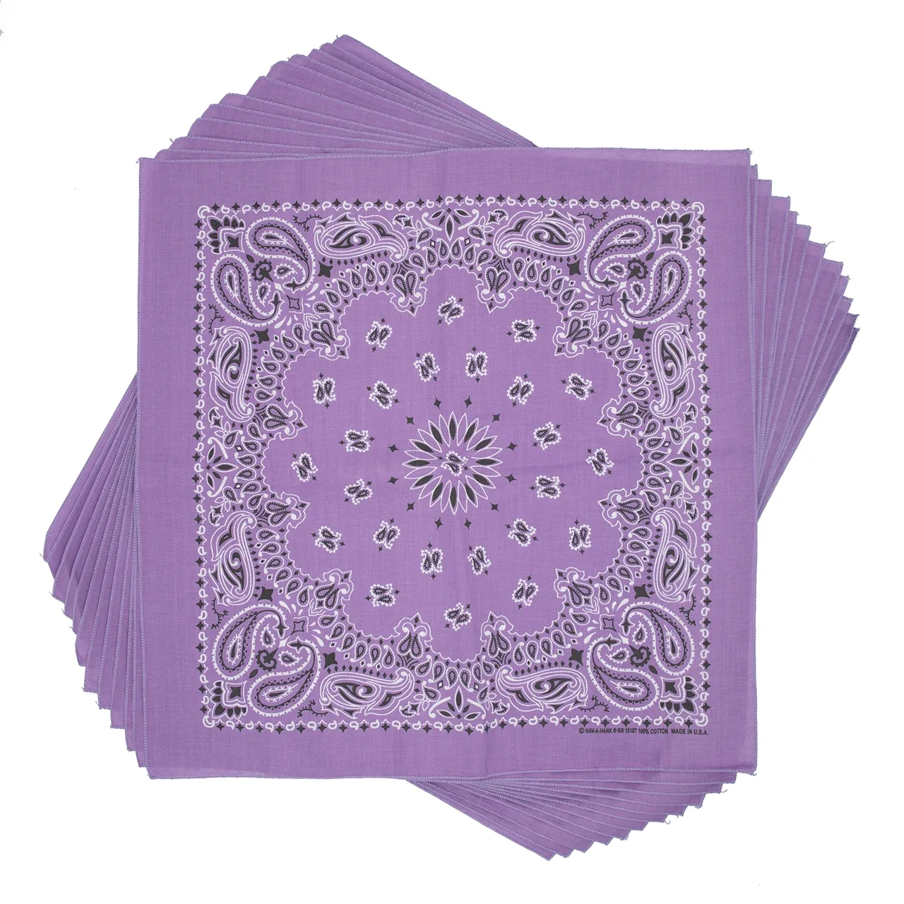 Bandana Lavender Paisley, 22 inch, 12 Pack