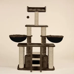 Furrlovers Fur Fabric Cat Tree with Hammocks, Condo & Jute Rope Scratching Posts