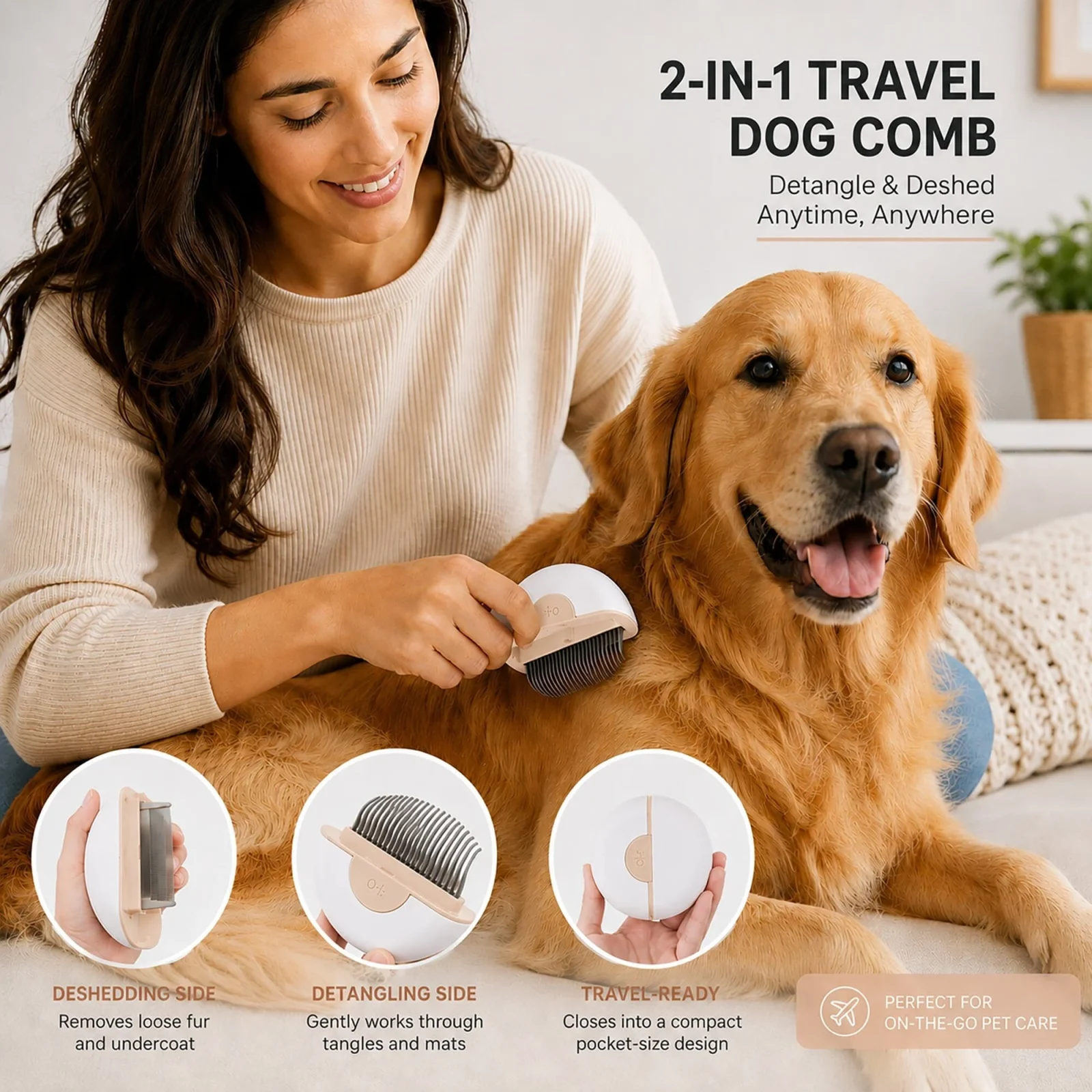 Pet Life ® 'LYNX' 2-in-1 Travel Connecting Grooming Pet Comb and Deshedder - Image 2