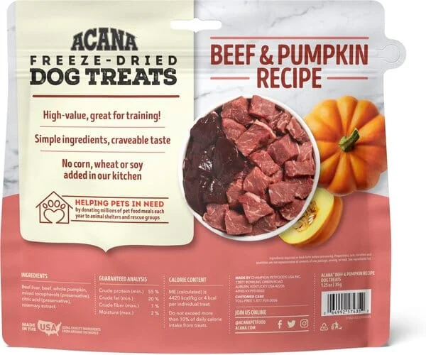 Acana 'Kentucky Dogstar Chicken' Beef & Pumpkin Singles Dog Treats - 1.25 oz Bag - Image 2