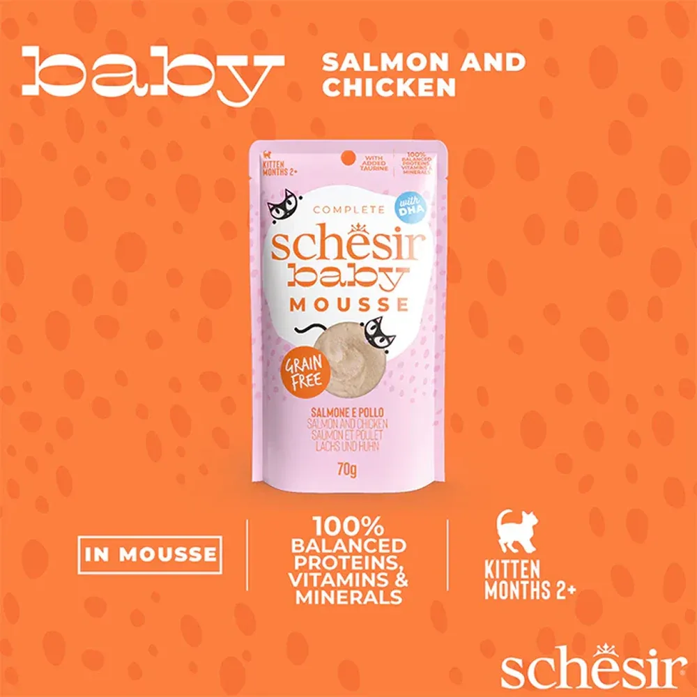 Schesir Baby Salmon and Chicken Mousse Kitten Cat Wet Food - Image 2