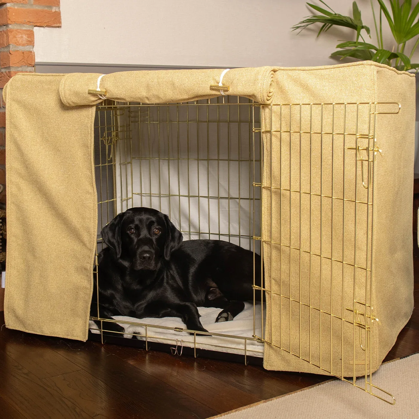Dog Crate with Crate Cover in Honeysuckle Orkney Tweed by Lords & Labradors