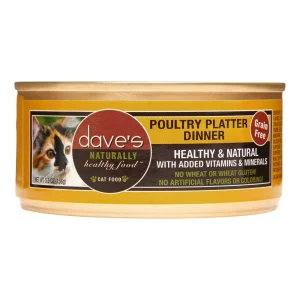 Dave's Pet Food Naturally Healthy Poultry Platter Dinner Canned Cat Food - 5.5 oz Cans - Case of 24