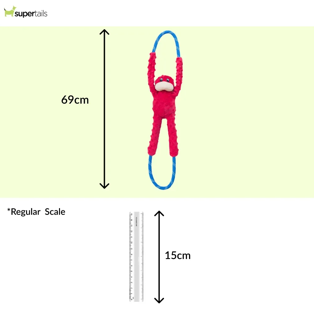 Zippy Paws RopeTugz Monkey Red Plush Toy for Dogs - Image 2