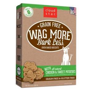 Cloud Star Grain-Free Wag More Bark Less Chicken & Sweet Potato Oven Baked Dog Biscuit Treats - 14 oz Box