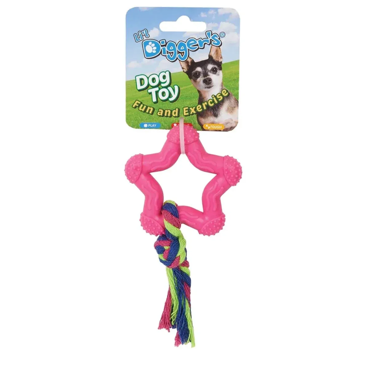 DGR TPR Star and Rope Dog Toy Pink - Image 2