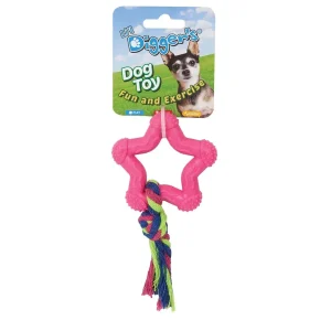 DGR TPR Star and Rope Dog Toy Pink