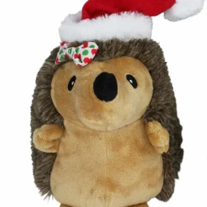 Multipet Hedgehog with Hair Bow & Red Santa Hat - 8 in