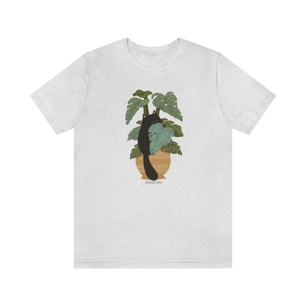 Tropical Jungle Cats & Plants Jersey T-Shirt - Image 2