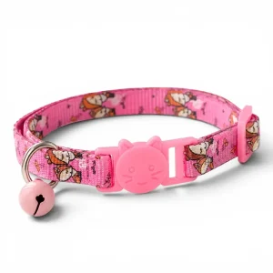 Talking Dog Club Everyday Collar with Fox Bell for Cats (Pink)