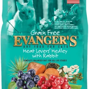 Evanger's Meat Lovers Medley with Rabbit Grain Free Dry Cat Food - 12 lb Bag
