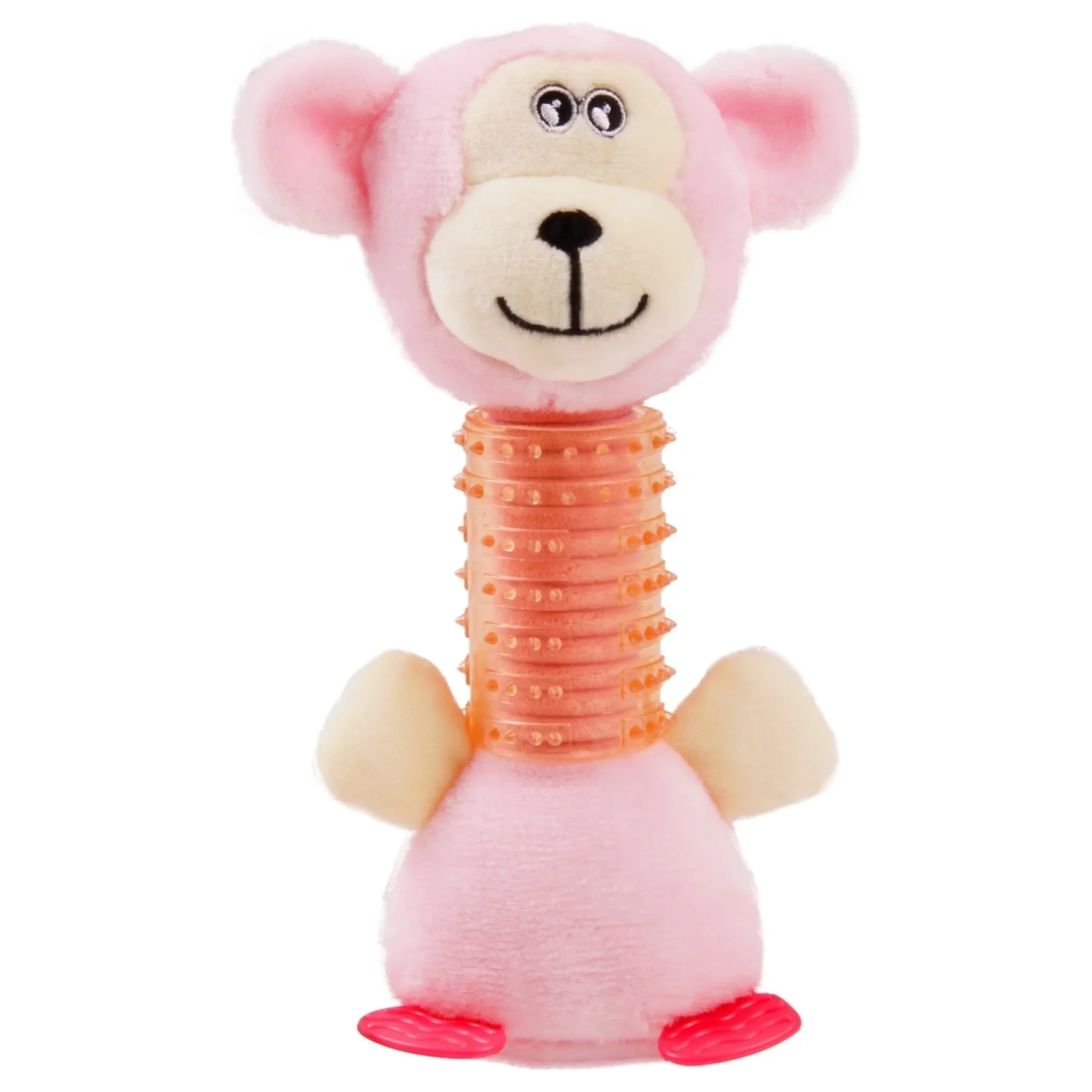 Pet Life ® Totty-Chew' Plush and Rubber Squeaking Newborn Teething Cat and Dog Toy