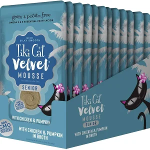 Tiki Cat Velvet Mousse Senior Cat Food in Pouches - 2.8 oz Pouches - Case of 12