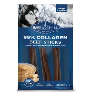 Barkworthies Collagen Beef Sticks Peanut Butter 6 in 3 ct