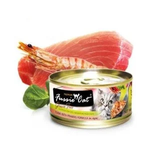 Fussie Cat Premium Tuna with Prawns Formula in Aspic Canned Cat Food - 24/2.82 oz Cans - Case of 1