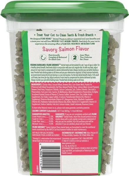 Greenies Feline Salmon Dental Cat Treats - 9.75 oz - Image 2