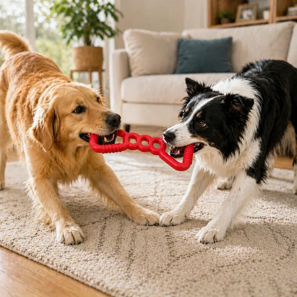 Talking Dog Club Tug Off Natural Rubber Chew Toy for Dogs (Red) - Image 2