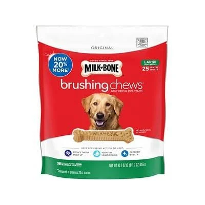Milk-Bone Original Bone Brushing Chews Chicken Flavored Dental Dog Treats - Large
