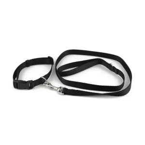 Pawpourri Nylon Webbing Leash & Collar for Cats & Dogs (Black)