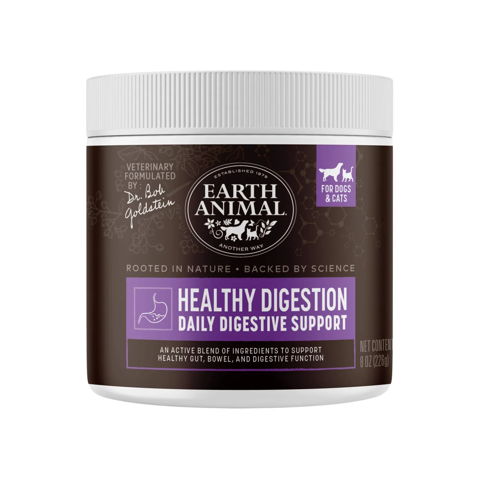 Earth Animal Healthy Digestion Nutritional Supplement Powder for Cats & Dogs