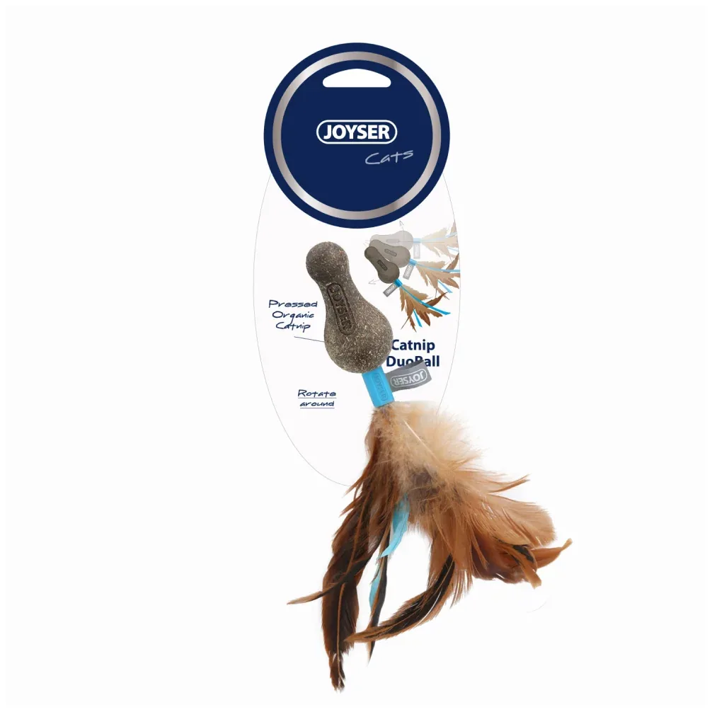 Joyser Cat Catnip DuoBall with Feather for Cats (Blue)