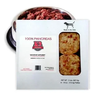 K-9 Kraving Frozen Food Beef Pancreas Dietary Supplements - 8 Pack/4 oz Patties (2 lb)